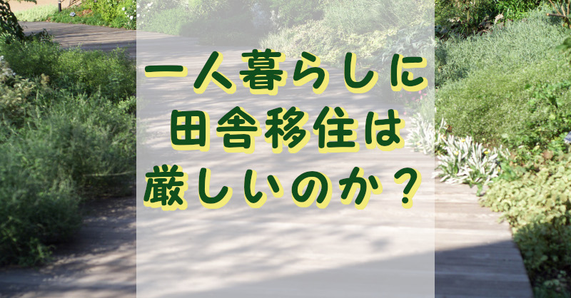 単身者には田舎暮らしは無理だと思う理由